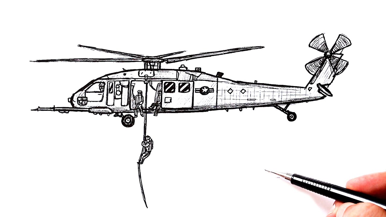 How To Draw A Soldier Army Helicopter | Easy Drawing - YouTube