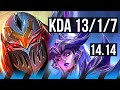 ZED vs SYNDRA (MID) | 13/1/7, Legendary, 900+ games | NA Master | 14.14