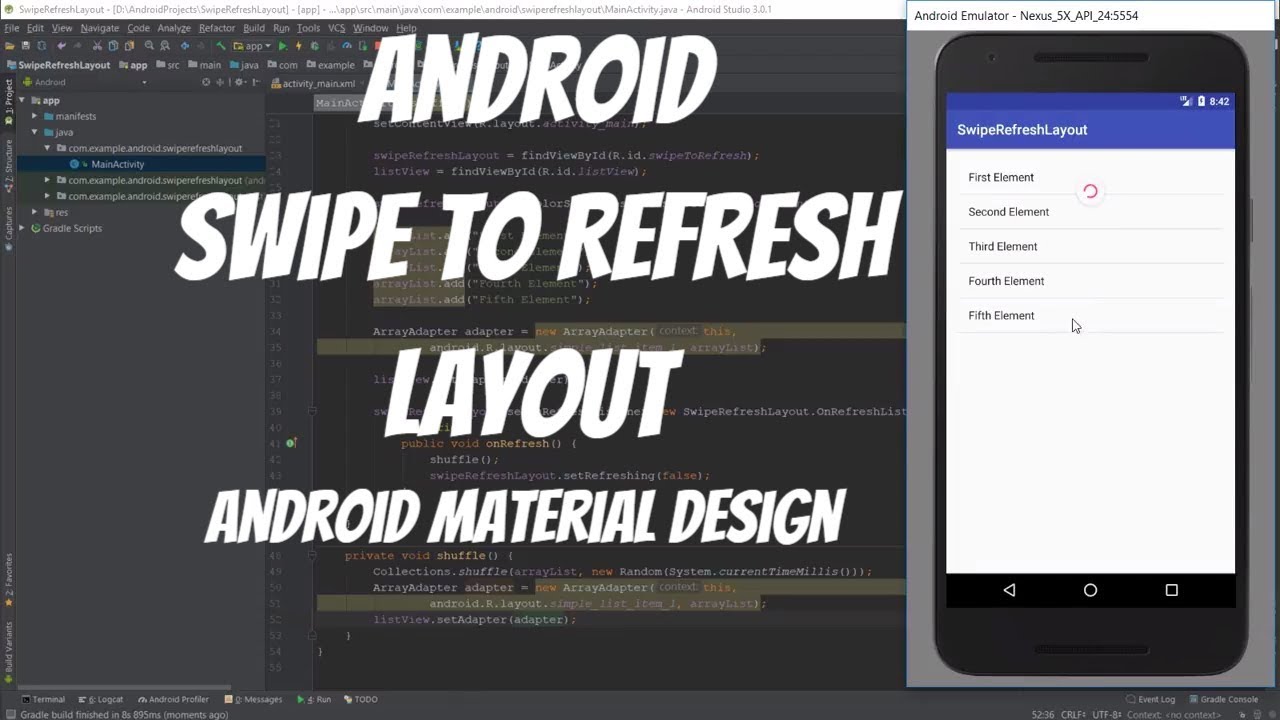 Android Material Design Tutorial 75 Android Swipe Refresh Layout