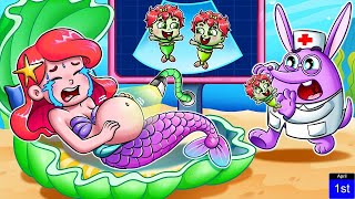 Disney Princesses in The Little Mermaid! Taking Care Baby + Nursery Rhymes & Kid