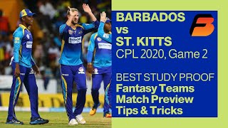 CPL 2020- Barbados Tridents vs St. Kitts & Nevis Patriots, GAME 2, Match Preview, BEST Fantasy Team