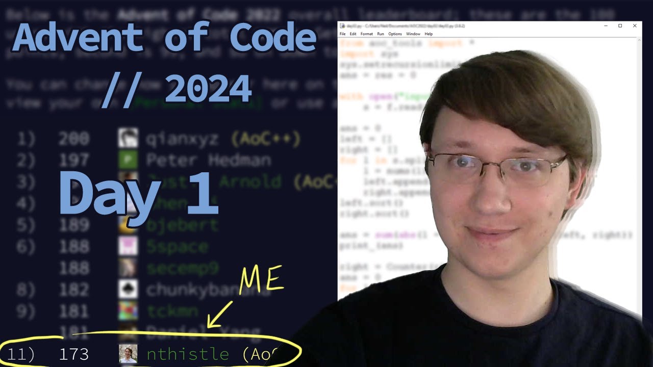Advent Of Code 2024 Day 1 Top 20 Finish Youtube