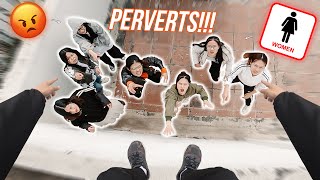 ESCAPING ANGRY GIRLS FROM BATHROOM (Epic Parkour POV Chase)