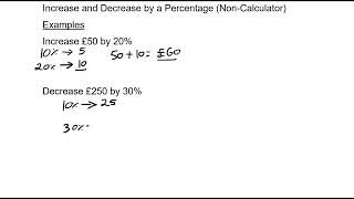 Increase and Decrease by a Percentage (Non-Calculator)