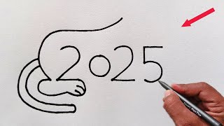 Tiger drawing | how to draw Tiger from number 2025 easy | number drawing