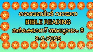 ബൈബിൾ വായന 8-2-2025 വിശുദ്ധ മർക്കോസിന്റെ സുവിശേഷം 8-ാം അദ്ധ്യായം  @lakshmi34535