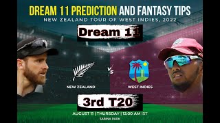 New Zealand Vs West Indies 3rd T20     Match Prediction Dream'11