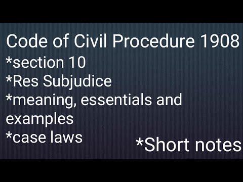 Res Sub Judice In Cpc|section 10 Cpc Short Notes - YouTube