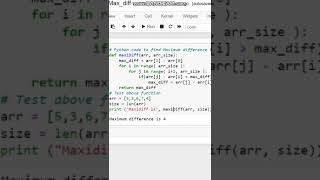 Python code to find Maximum difference between two elements in an Array #shorts