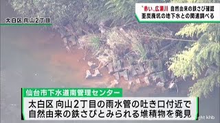 雨水管の吐き口から自然由来の鉄さびが見つかる　仙台・広瀬川