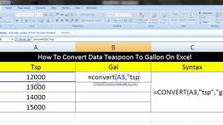 How To Convert Data Teaspoon To Gallon On Excel