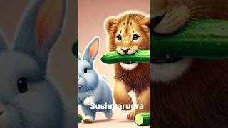 Lion cub and rabbit friendship #animalsattitude shorts video #lionlover#animalover#cute animal lover