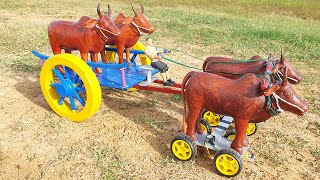 How To Make Mini Cow Bullock Cart With DC Motor - Creative Woodworking Projects