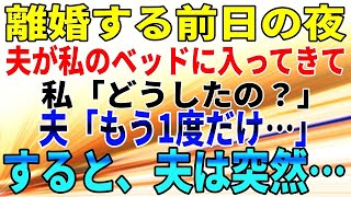 【スカッとする話】離婚する前日の夜。夫が私のベッドに入ってきて、私「どうしたの？」夫「もう1度だけ…」すると、夫は突然…