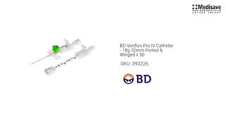 BD Venflon Pro IV Catheter 18g 32mm Ported Winged x 50 393226