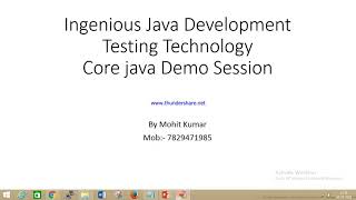 Core java Demo class Online Session Part1
