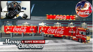 Coca Cola for Christmas New Year - Euro Truck Simulator 2 - Logitech steering wheel gameplay 🇳🇴➡🇸🇪