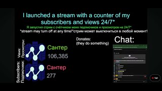 I launched a stream with a counter of my subscribers and views 24/7