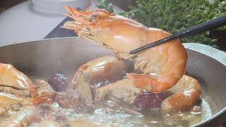 藥膳花雕蝦-台灣美食│Steamed Shrimps with Huadiao Wine-Taiwanese Food