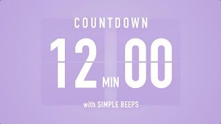 12 Minute Countdown Timer ⏳ Flip Clock with Bell Alerts 💜🔔