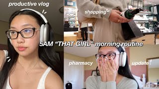 5AM "THAT GIRL" MORNING ROUTINE 💌 day in my life, productive habits, pharmacy school update & more