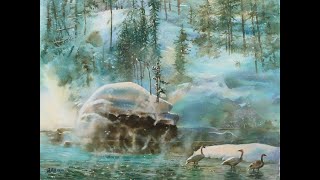 楊恩生「冰與火—黃石火穴河中的喇叭天鵝」Anderson Yang. Ice and Fire: Trumpeter Swans on the Firehole River, Yellowstone