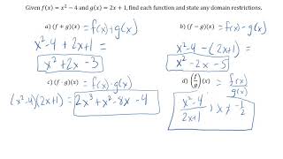 Algebra 2 Function Operations Review