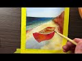 pintura de praia e barco com aquarela tutorial completo