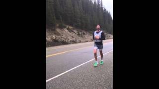 Marty looking good in jean shorts on the Jasper Banff relay