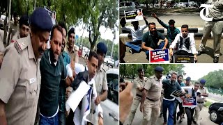 Chandigarh Youth Congress workers protest outside ED office against Sonia Gandhi's questioning