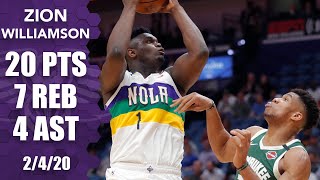 Zion rips ball away from Giannis in 20-point outing for Pelicans vs. Bucks | 2019-20 NBA Highlights