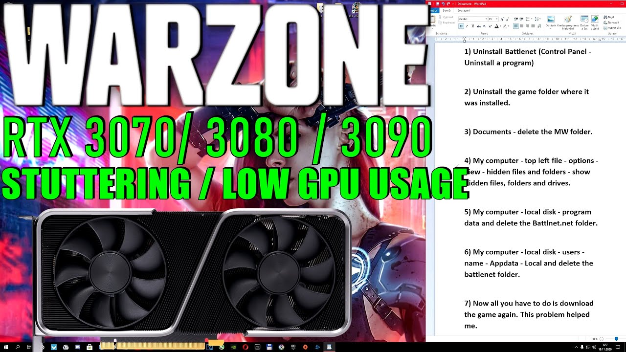 RTX 3070 / 3080 / 3090: WARZONE STUTTERING / LOW GPU USAGE FIXED - YouTube