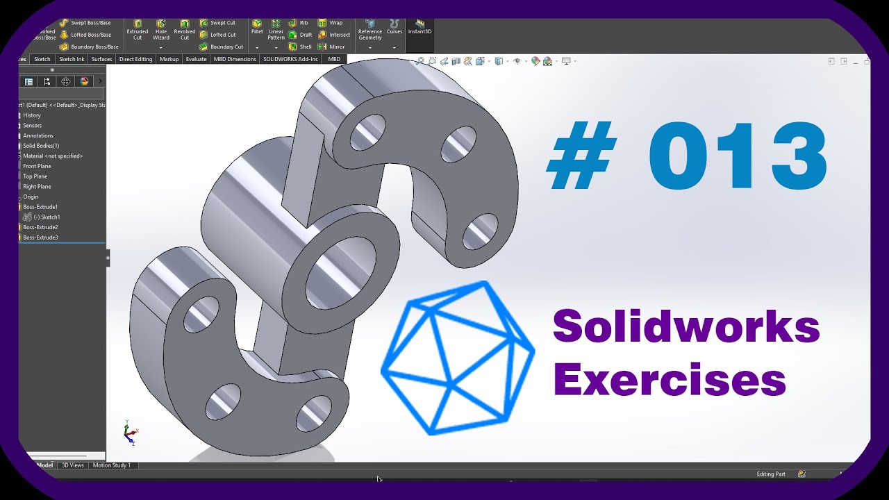 Solidworks Exercises Exercise 013 Youtube