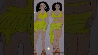 2 girls drawing. #shorts #shortsvideo #drawing #simple art by isha