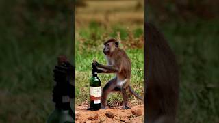 Funny  monkey with wine bottle || Funny Movement Shorts! #shortvideo #monkey #shorts