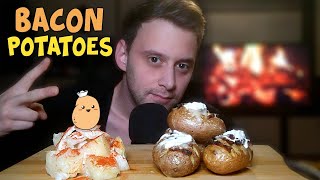 ASMR Eating Bacon Baked Potatoes 🥔🥓 with Calming Whispers