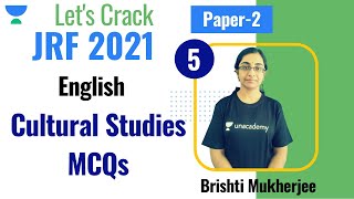 08:00 PM - JRF 2021| English by Brishti Mukherjee | Cultural Studies MCQs