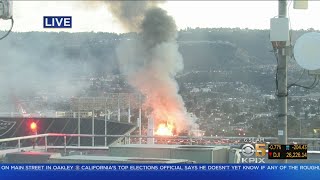 Oakland Crews Fighting Huge Warehouse Fire Near Coliseum