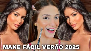 MAKE FÁCIL VERÃO 2025 *USE ESSA MAKE NA PRAIA* MAQUIAGEM COM PROTETOR SOLAR *tutorial completo*