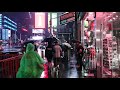 walking in heavy thunderstorm at night in nyc umbrella binaural 3d rain sounds asmr 4k