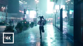 Walking in Heavy Thunderstorm at Night in NYC (Umbrella Binaural 3D Rain Sounds) ASMR 4K