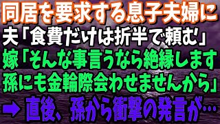 【スカッと】息子夫婦が実家で同居を要求するので夫「食費だけは入れてくれ」息子嫁「そっちがそういう事言うなら、今後孫には会わせない！」→話を聞いていた孫から衝撃の発言が