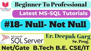 18- Understanding NULL and NOT NULL in SQL | SQL Tutorial for Beginners