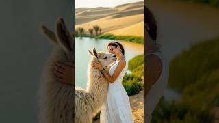 Girl's heartwarming moment with a llama 🦙💕 Cute animal video