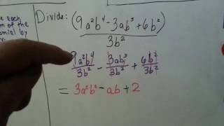 Divide binomial, trinomial by monomial (Intro Algebra #94)