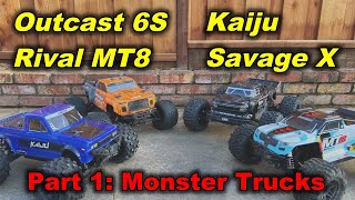 Best 1/8 6S RC Monster Truck Review (Part 1: Monster Trucks) Kaiju Outcast SavageX Rival MT8