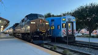 CSXT 308 leads an 8-hour late Amtrak P092 + Tri-Rail at Deerfield Beach