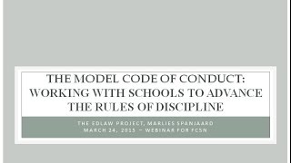 2015-03 The Model Code of Conduct: Working with Schools to Advance the Rules of Discipline- RTSC