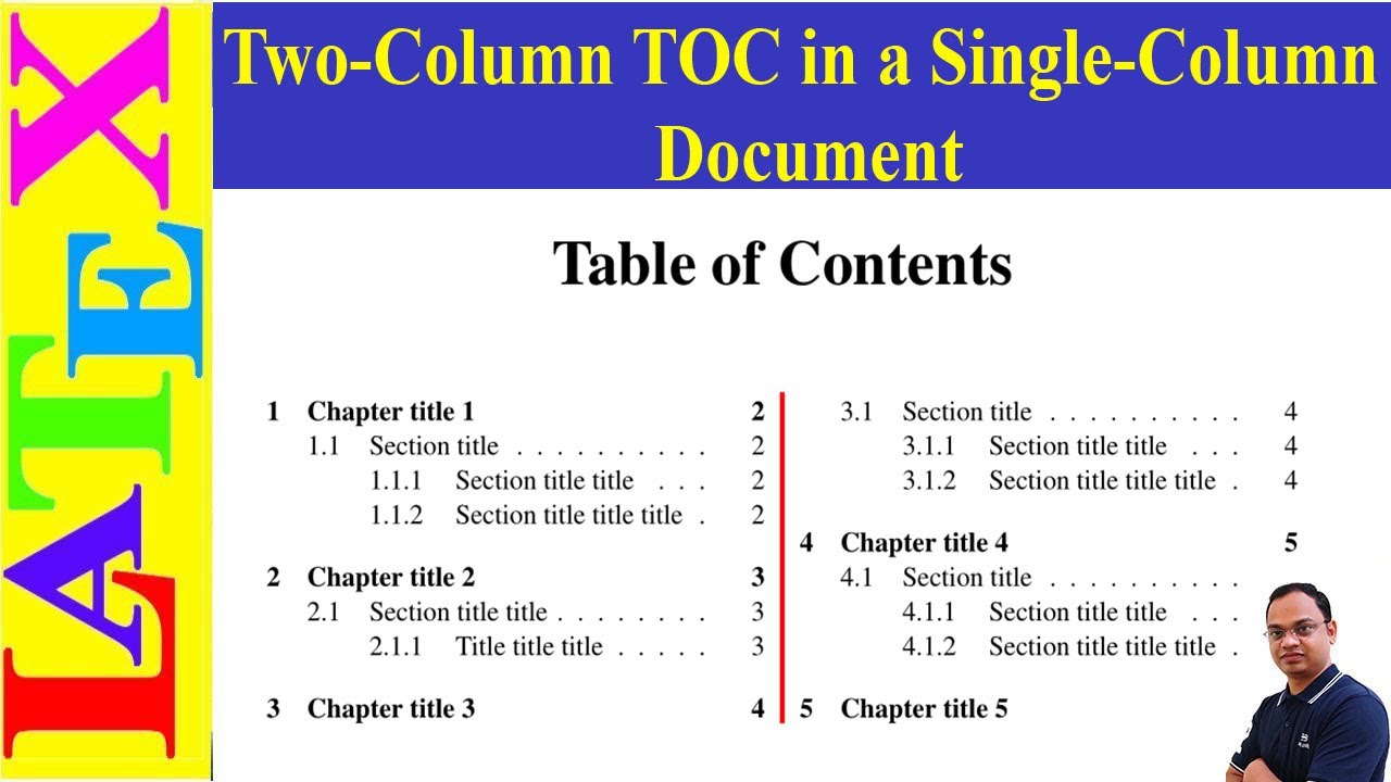 Two-Column TOC (Table Of Contents) In A Single-Column Document (LaTeX ...