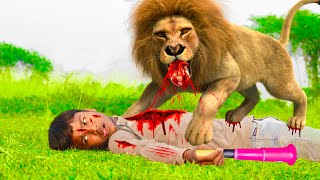 Lion Attack On Village Boy In Forest Flute Playing Time